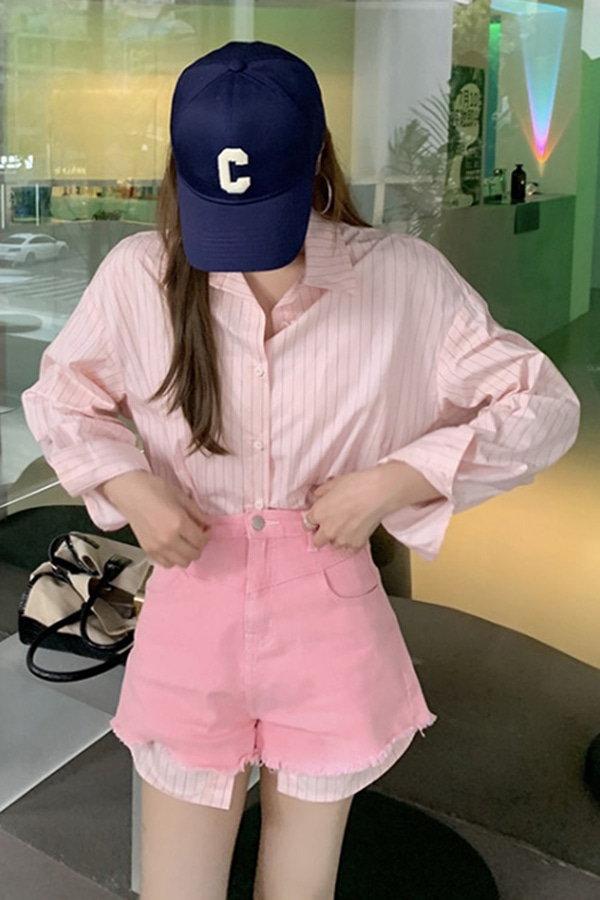 호엔 핑크 셔츠&amp;숏팬츠 SET
