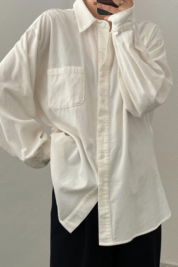스텐다드 포켓 시크 박시핏 코듀로이 셔츠 (화이트,다크그린,라이트콩그린)