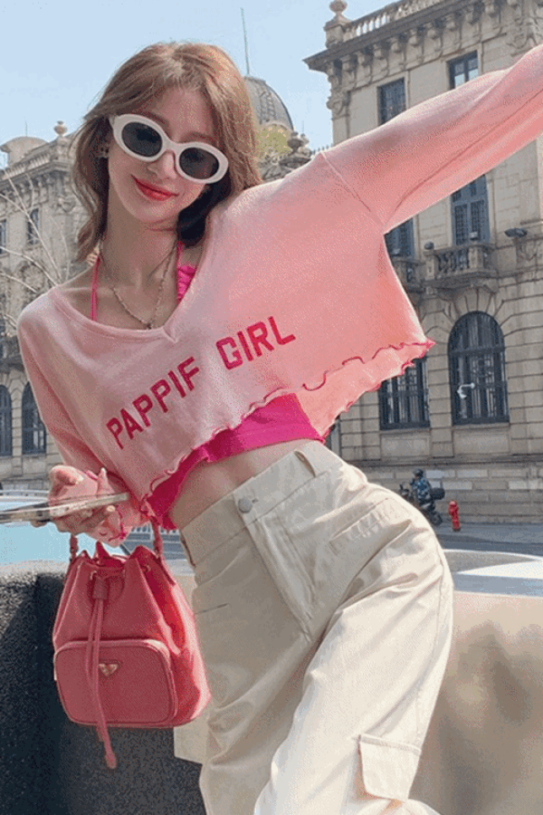 한정🌸 [세트] 핑크걸 레이어드 홀터나시+크롭 티셔츠 세트 (배송기간 약 2주+@)
